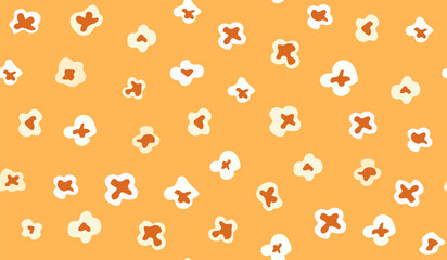 Popcorn seamless background Vector template with popcorn on isolated background. Abstract movie theme print Pattern for packaging, textiles and prints