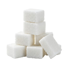Stack of White Sugar Cubes on White Background Close-up