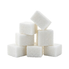 Stack of White Sugar Cubes on White Background Simple Still Life
