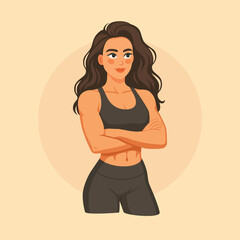 Confident Fitness Woman in Sportswear with Crossed Arms