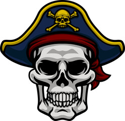 Pirate Hat Skull and Crossbones Cartoon