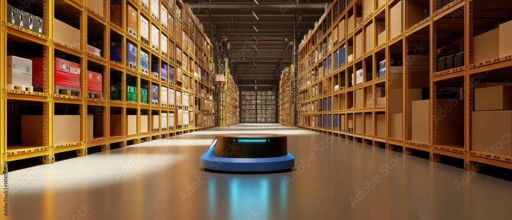 Poster autonomous robot in a modern warehouse: efficiency and automation in logistics