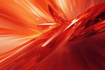 Sharp red crystal explosion in abstract 3D art