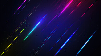 Colorful neon streaks over cosmic black background