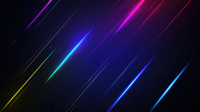 Colorful neon streaks over cosmic black background