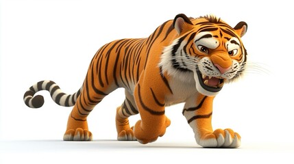 Fototapeta premium Tigre in movimento. Sfondo bianco