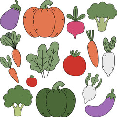 Set of hand drawn vegetables vector