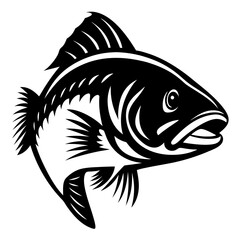 Stylized black and white fish illustration perfect for graphic design project