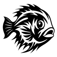 Abstract Black and White Fish Artwork, Tribal Inspired Design Illustration