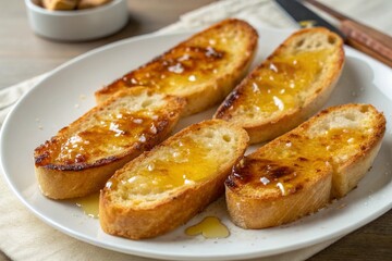 Caramelized butter baguette slices