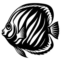 Abstract monochrome vector illustration of a striped fish on white background