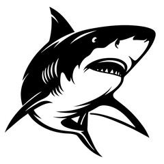 Fototapeta premium Black and white vector illustration of a great white shark