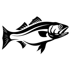 Striking black and white illustration of a dynamic fish swimming in water