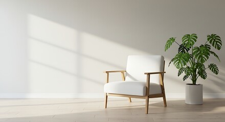 Serene White Armchair in Sunlit Minimalist Room