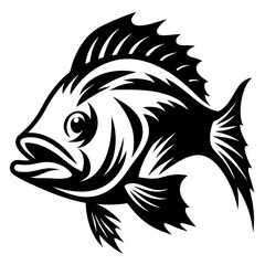 Striking Black and White Silhouette of a Fish, a Symbol of Aquatic Life