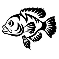 Striking black and white illustration of a fish, perfect for tattoo design