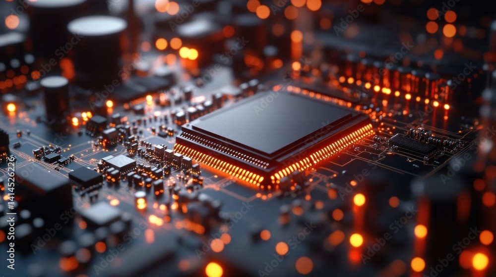 Poster illuminated microchip: a close-up of advanced technology