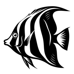 Abstract Black and White Pennant Butterflyfish Vector Illustration on White Background
