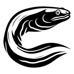 Abstract black and white eel illustration for use in design and art