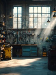 Old tools with traces of time in the garage