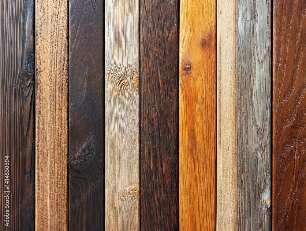 Poster rustic wood paneling background with varied tones and textures for interior design and crafts projec