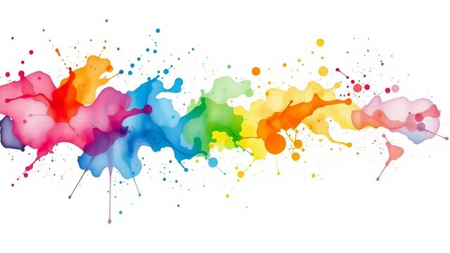 Bunte Aquarellkleckse auf wei&szlig;em Hintergrund &ndash; kreative Farbexplosion, ideal f&uuml;r Design, Kunst und moderne Hintergr&uuml;nde.