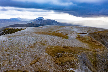 Aerial view of the Muckish mountain top in county Donegal. Ireland
