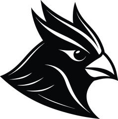 Cardinal Bird Head Silhouette Black Vector – Bold Wildlife Icon Design