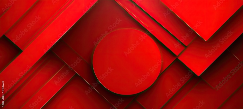 Aufkleber modern red abstract background with circle and angled geometric shapes design