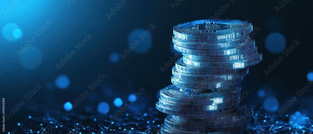 Poster digital currency stack: cryptocurrency and blockchain technology