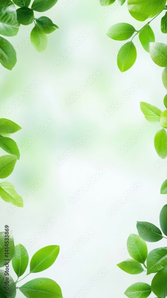 Poster lush green leaves frame a serene copy space, suggesting eco-friendly activities and offe ample room 