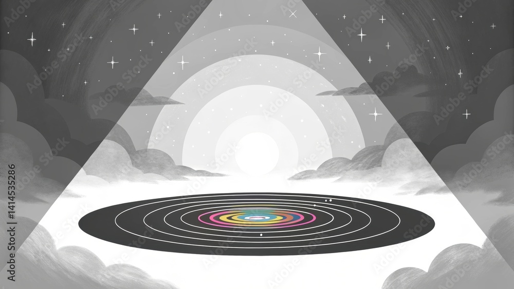 Aufkleber abstract geometric design with circular and triangular elements.
