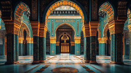 Obraz premium Ornate Islamic architectural hall with intricate details