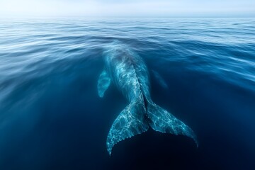 Naklejka premium Giant whales swimming on the sea surface