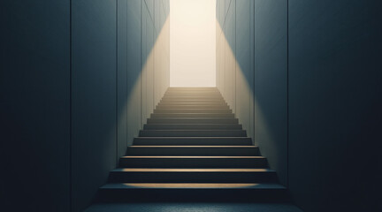Light Shining Through Stairs in a Minimalist Architectural Space