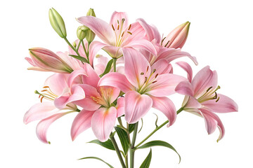 Fototapeta premium pink lily flower bouquet image isolated on white background
