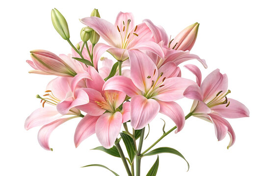 pink lily flower bouquet image isolated on white background