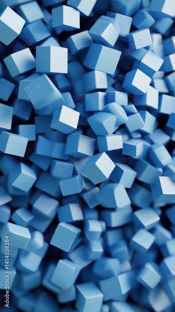 Poster abstract blue cubes 3d render: a stunning visual of interlocking geometric shapes