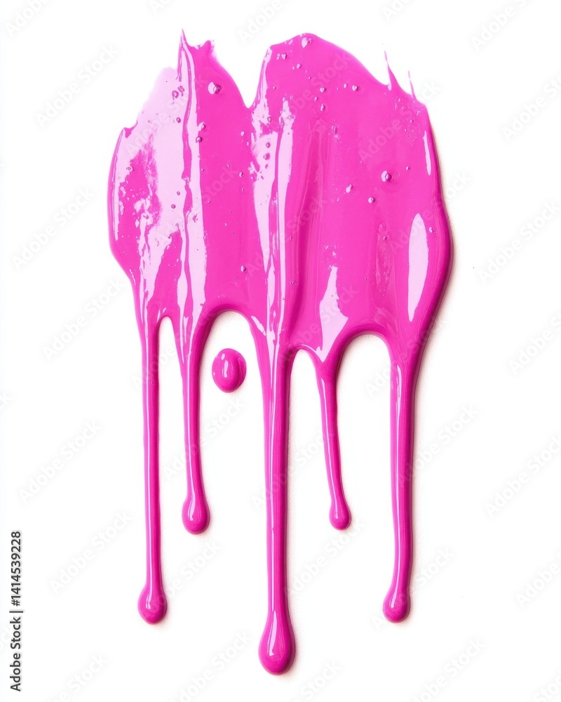 Poster vibrant pink paint cascade on white backdrop creating a modern artistic splash with glossy texture a