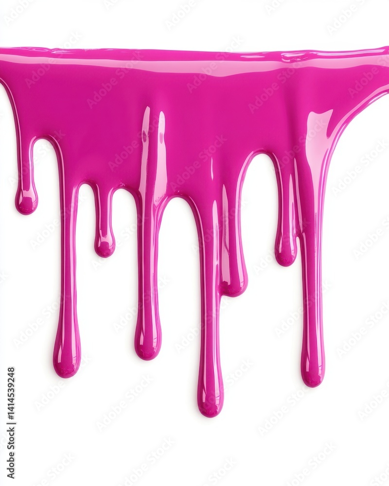 Aufkleber vibrant magenta paint dripping down a white surface creating a bold and abstract design with a gloss