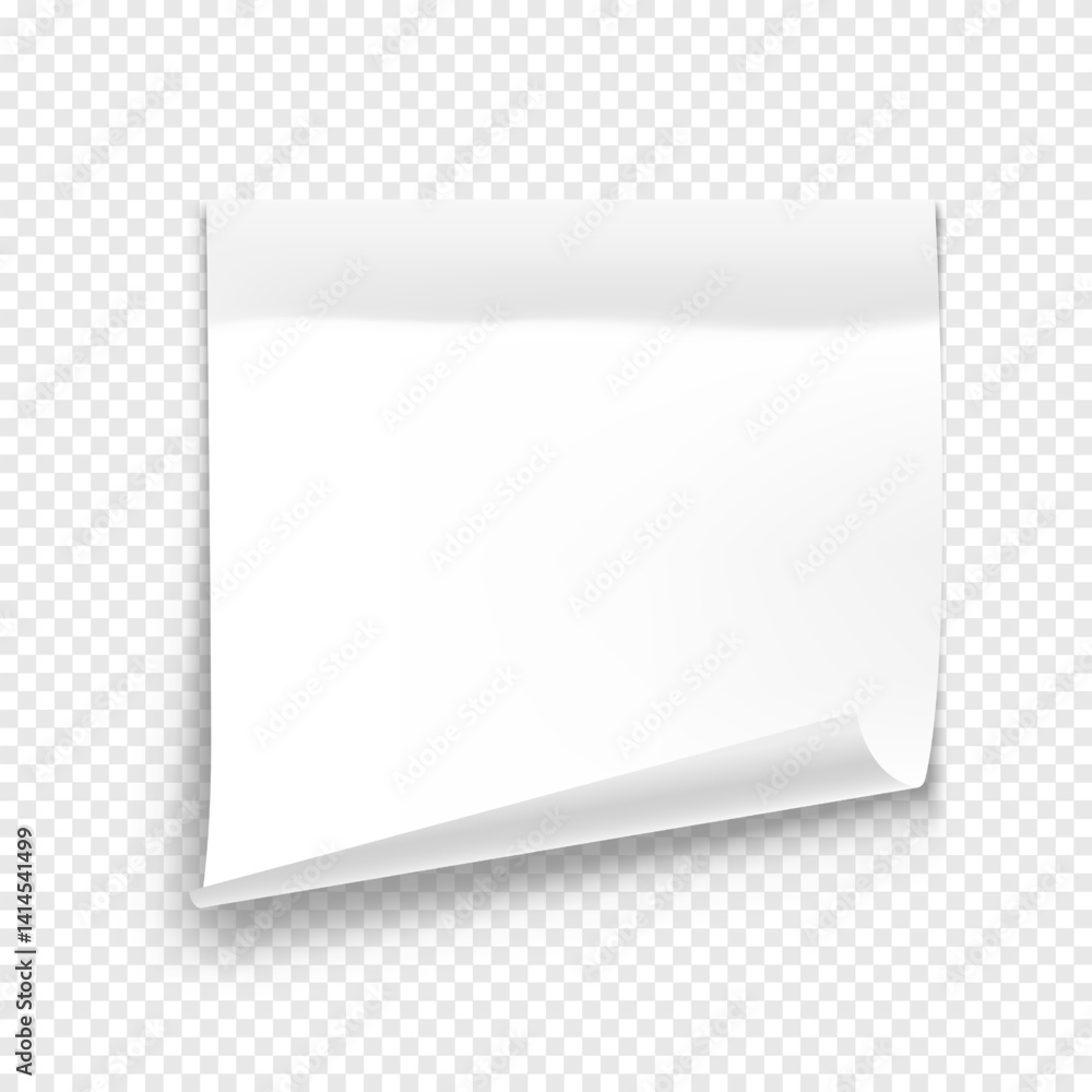 Poster vector white note paper isolated on transparent background. realistic sticky note. mockup of colorfu