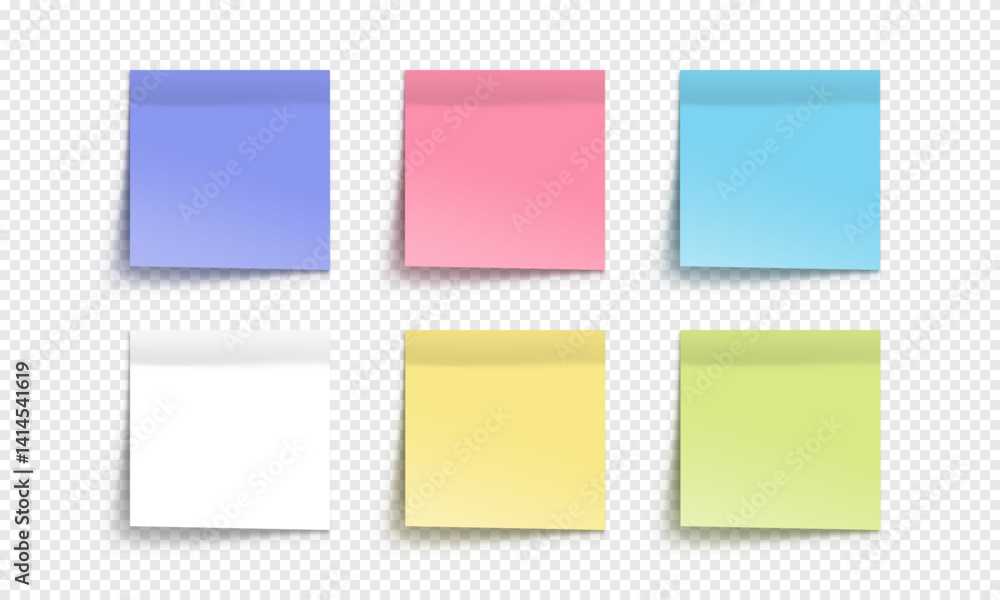 Poster vector colorful note paper isolated on transparent background. realistic sticky note. mockup of colo