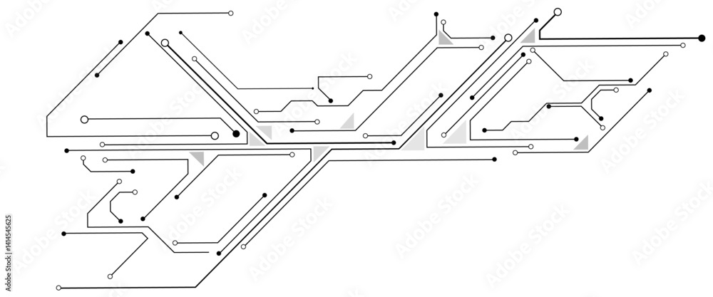 Aufkleber Vector Technology black circuit diagram concept. Abstract technology on white background. High-tech circuit board .