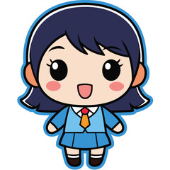 Fototapeta premium Cute cartoon girl in school uniform