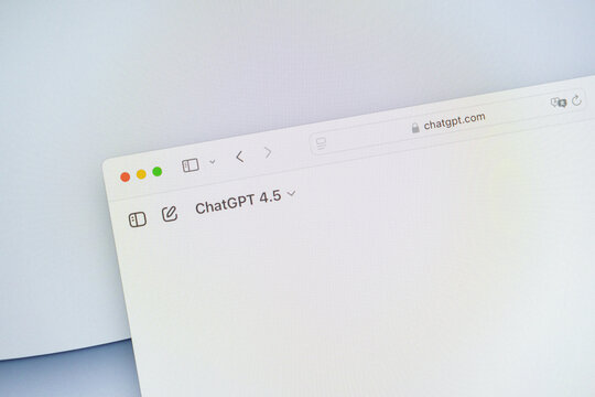 Poznan, Poland &ndash; April 14, 2025: Minimalist ChatGPT 4.5 tab with secure chatgpt.com address in browser and clean white interface