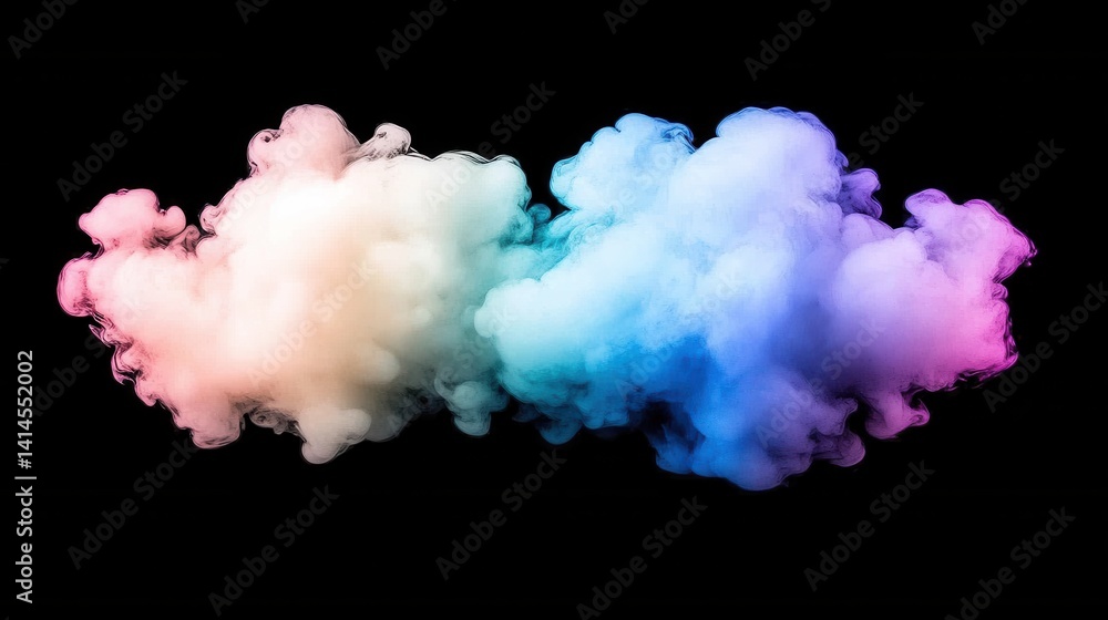 Poster colorful smoke cloud against black background creating a mesmerizing abstract design with vibrant hu