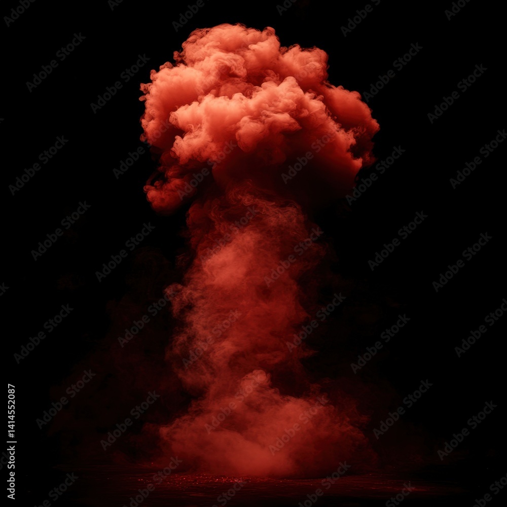 Aufkleber ethereal coral cloud rising against a stark black background creating a dramatic and captivating vis