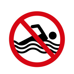 No Swimming Sign Illustration Red Circle Symbol Indicating Prohibition
