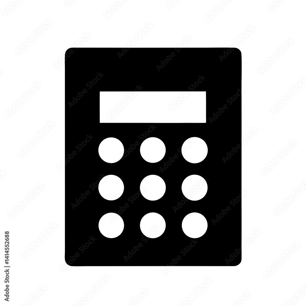 Poster black and white calculator icon simple design for finance and math concepts