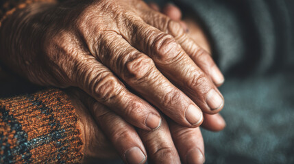 Fototapeta premium Caring hands of elderly individuals show warmth and connection, symbolizing love and support in their lives